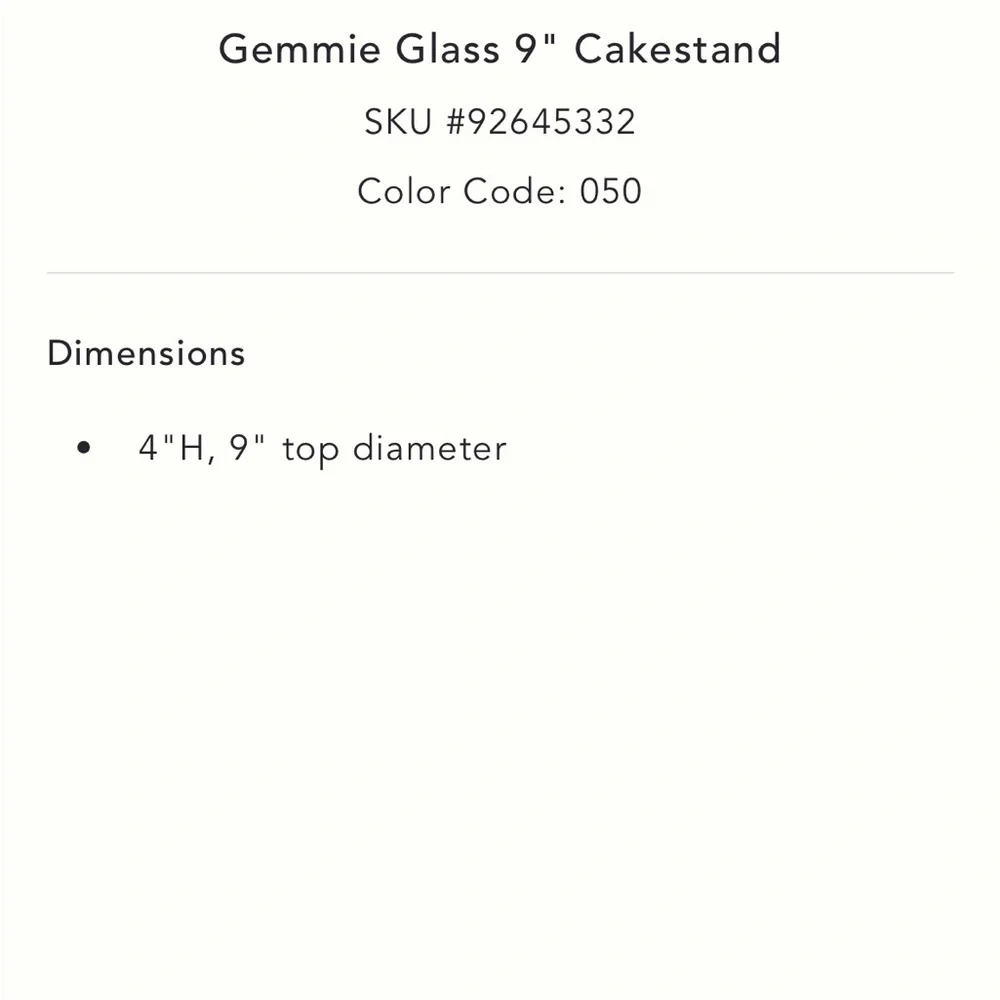 9” Gemmie Glass Cakestand - Picture 3 of 4